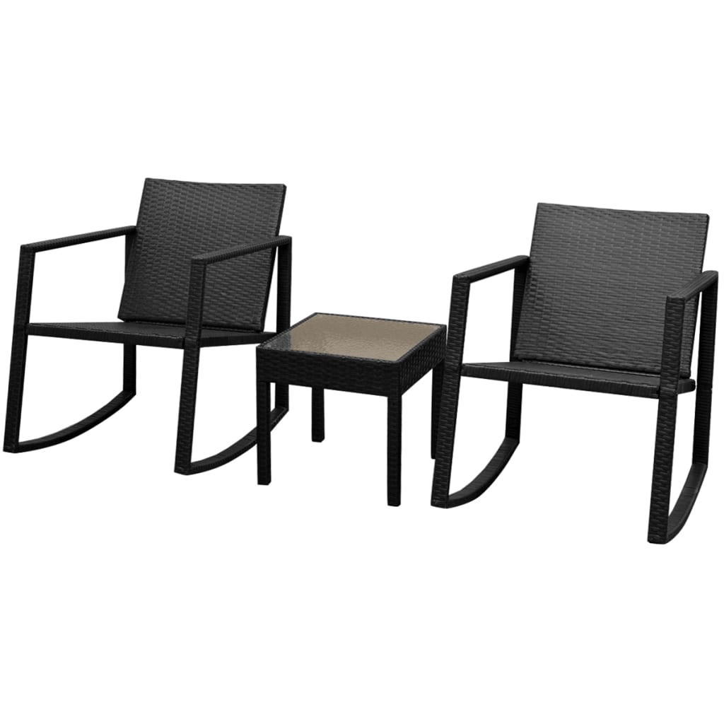 vidaXL 3-cz. zestaw mebli bistro, rattan PE, czarny