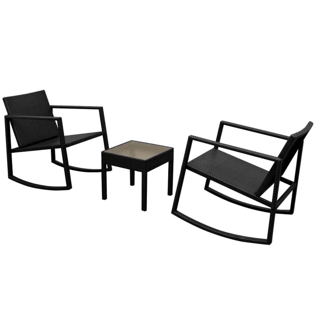 vidaXL 3-cz. zestaw mebli bistro, rattan PE, czarny