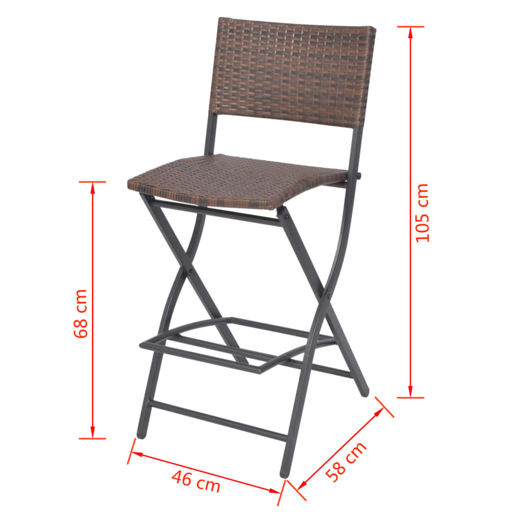 vidaXL 7-cz. zestaw składanych mebli ogrodowych, stal, rattan PE, brąz