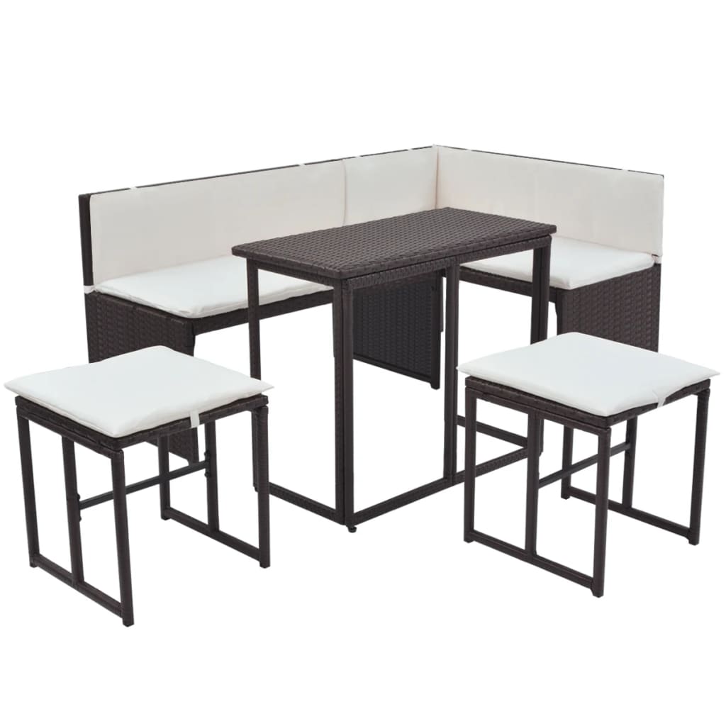 vidaXL 5-cz. zestaw mebli ogrodowych, stal, rattan PE, brąz