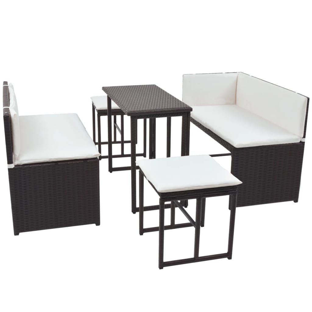 vidaXL 5-cz. zestaw mebli ogrodowych, stal, rattan PE, brąz