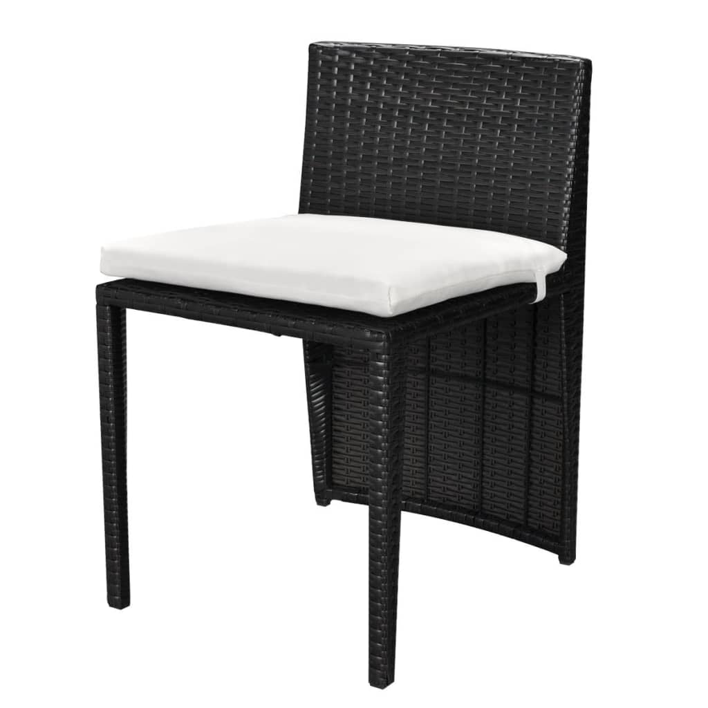 vidaXL 3-cz. zestaw mebli bistro z poduszkami, rattan PE, czarny