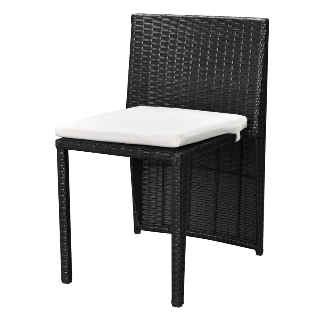 vidaXL 3-cz. zestaw mebli bistro z poduszkami, rattan PE, czarny