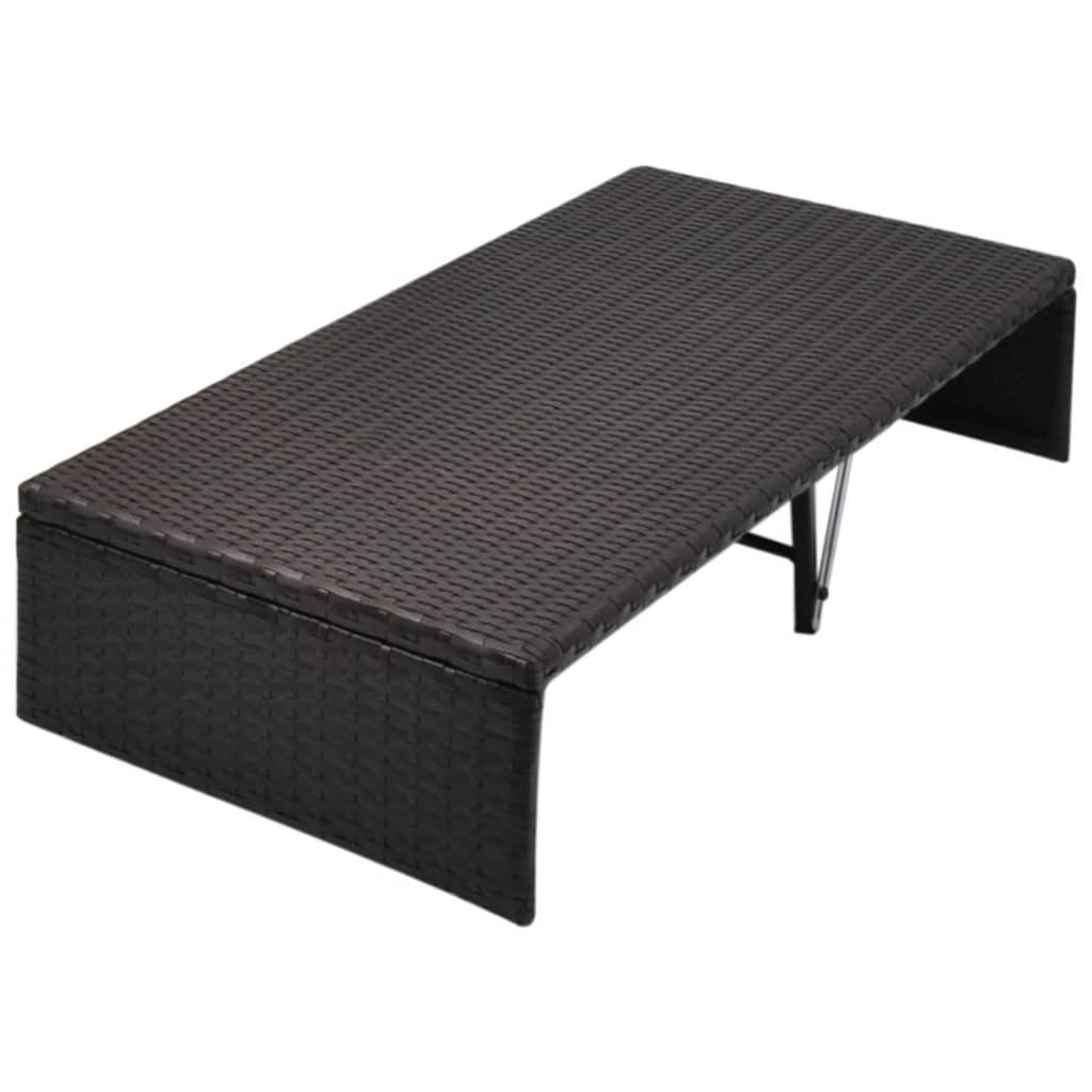 vidaXL Leżanka ogrodowa z zadaszeniem, brązowa, 190x130 cm, rattan PE