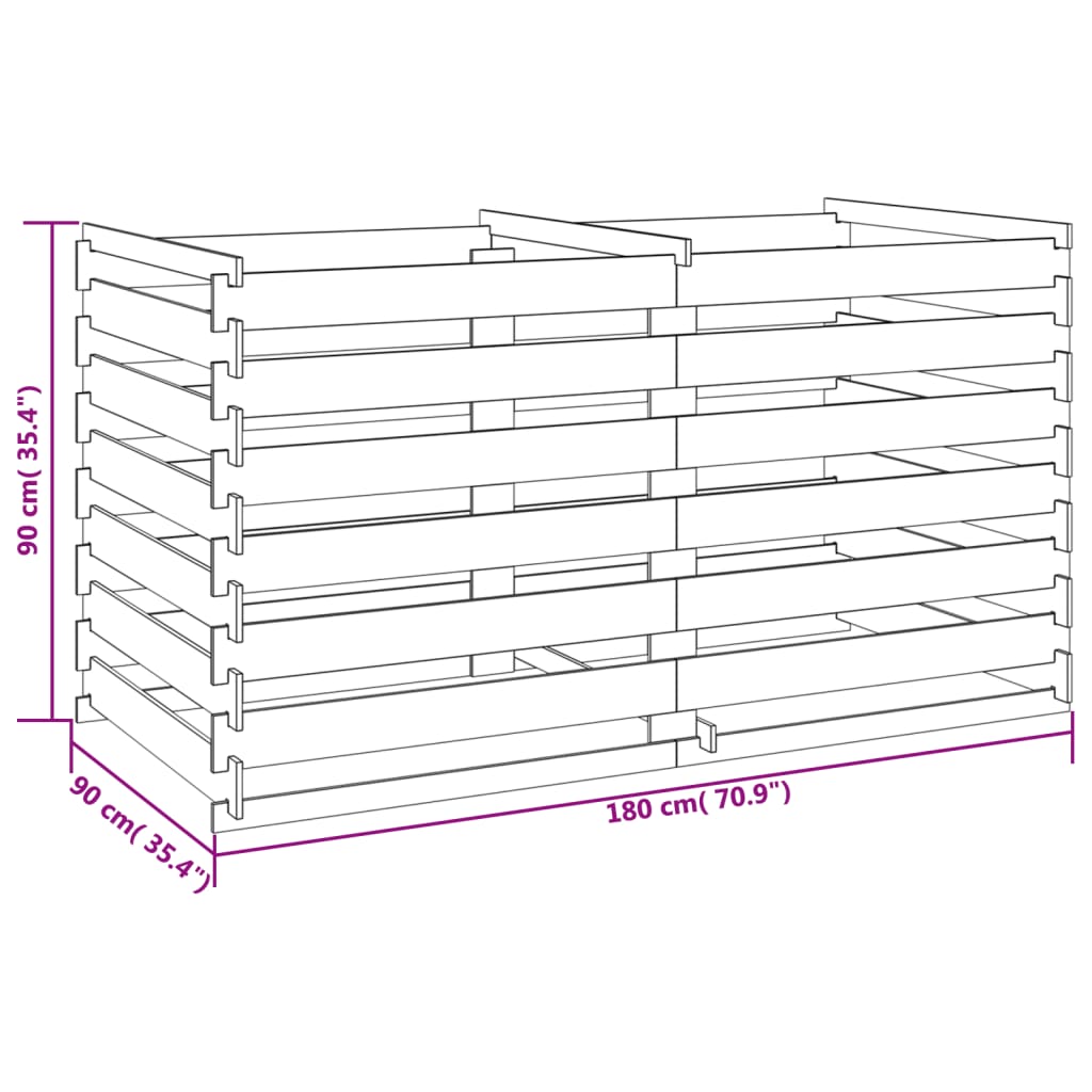 vidaXL Kompostownik, impregnowane drewno sosnowe, 180x90x90 cm