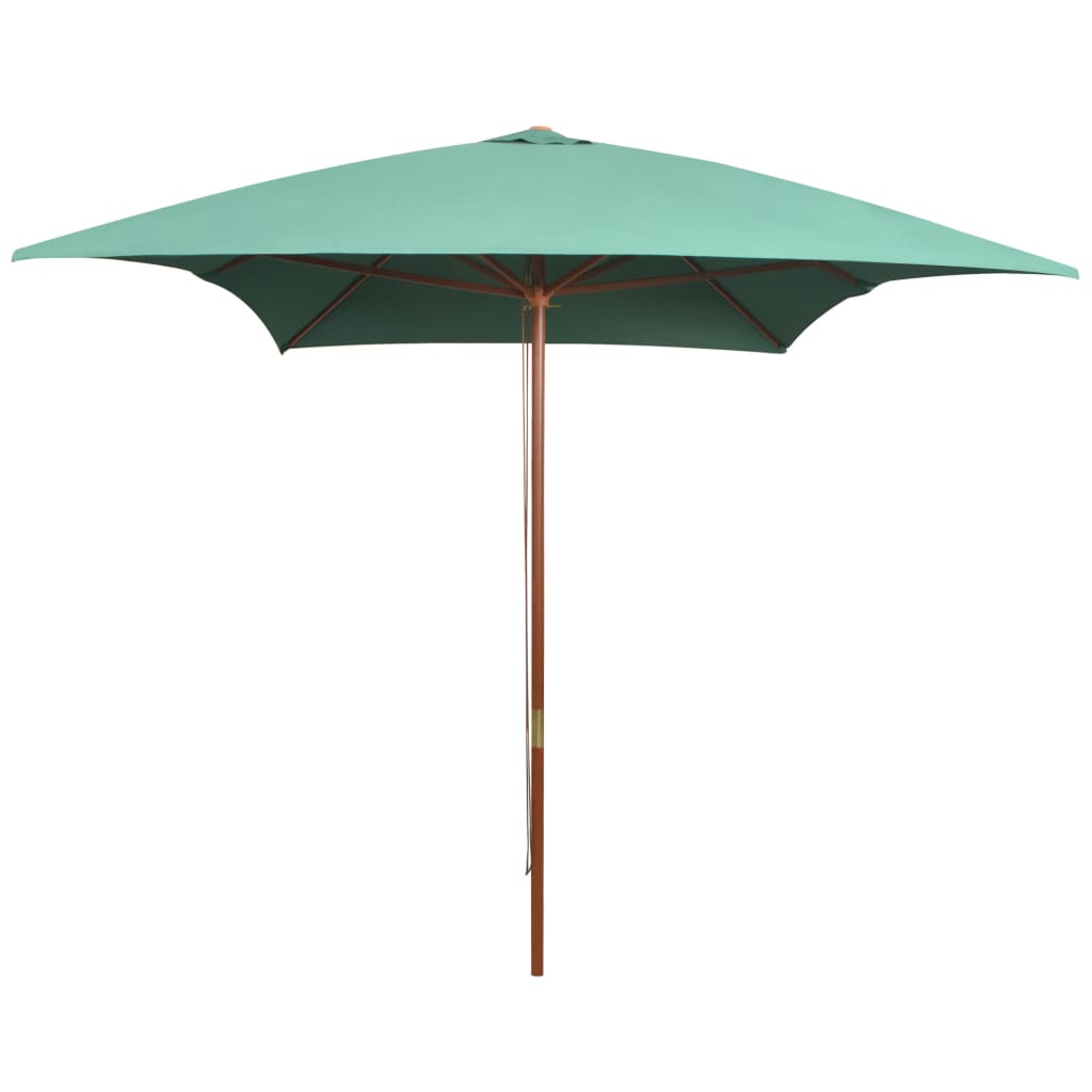 vidaXL Parasol ogrodowy, 200x300 cm, drewniany stelaż, zielony
