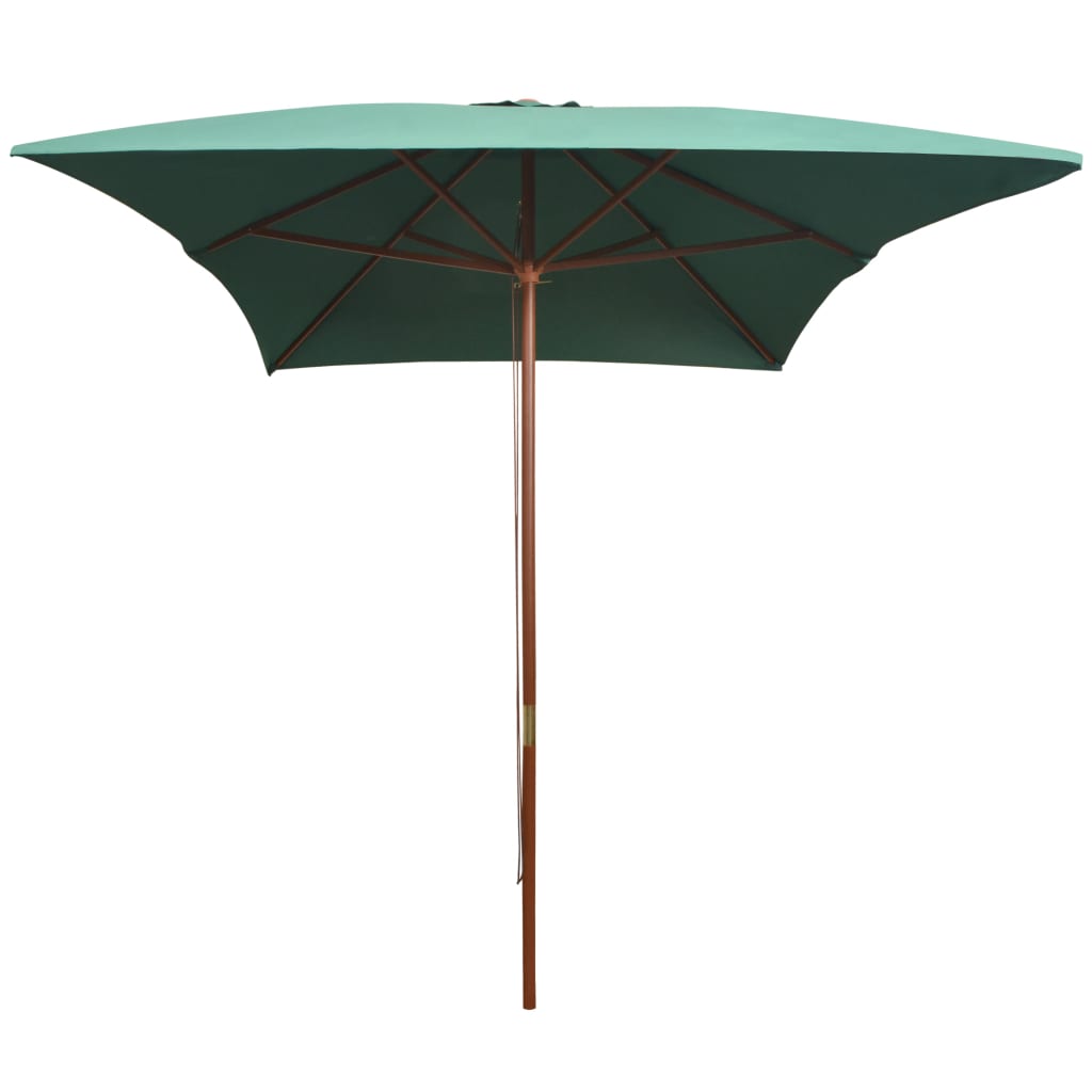 vidaXL Parasol ogrodowy, 200x300 cm, drewniany stelaż, zielony