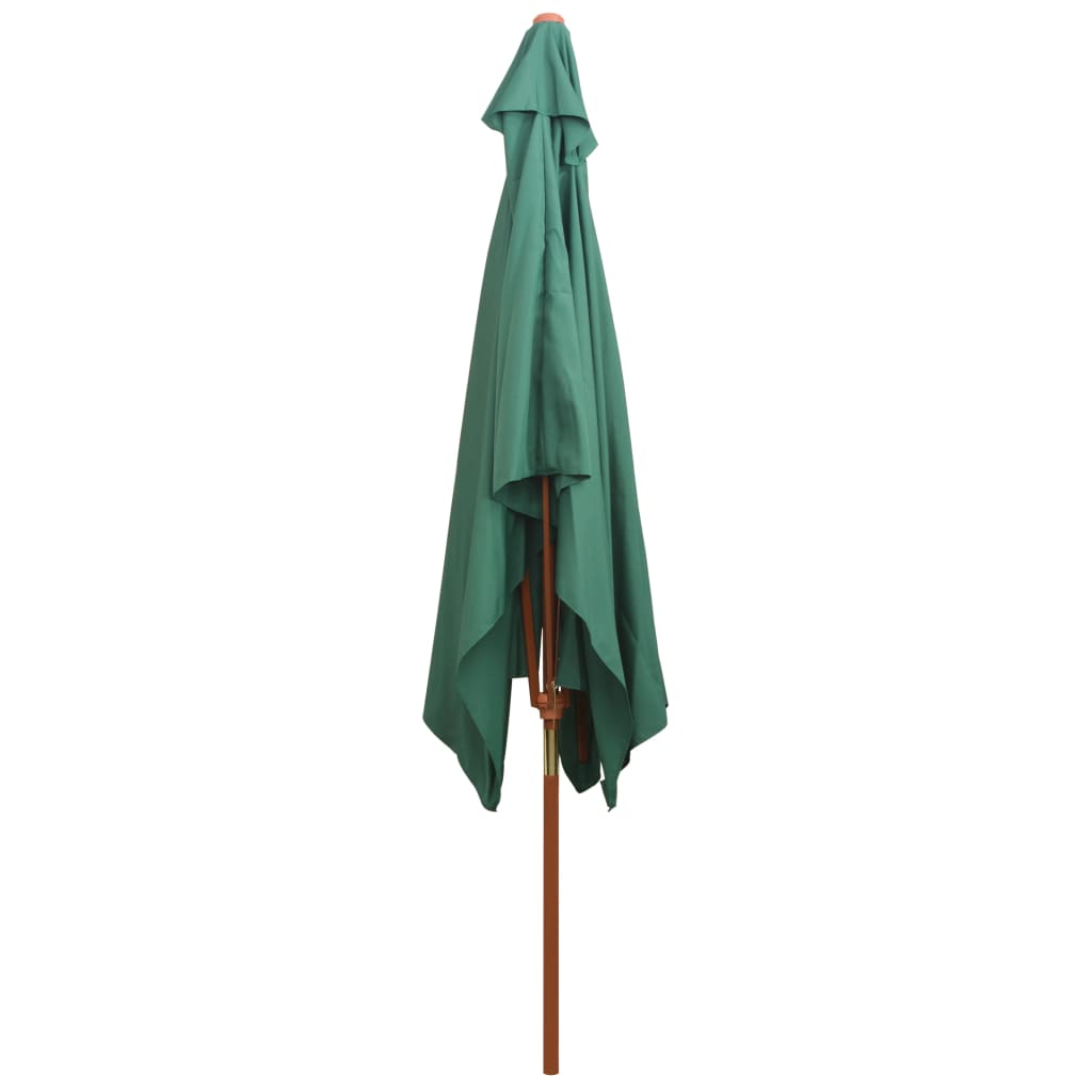vidaXL Parasol ogrodowy, 200x300 cm, drewniany stelaż, zielony