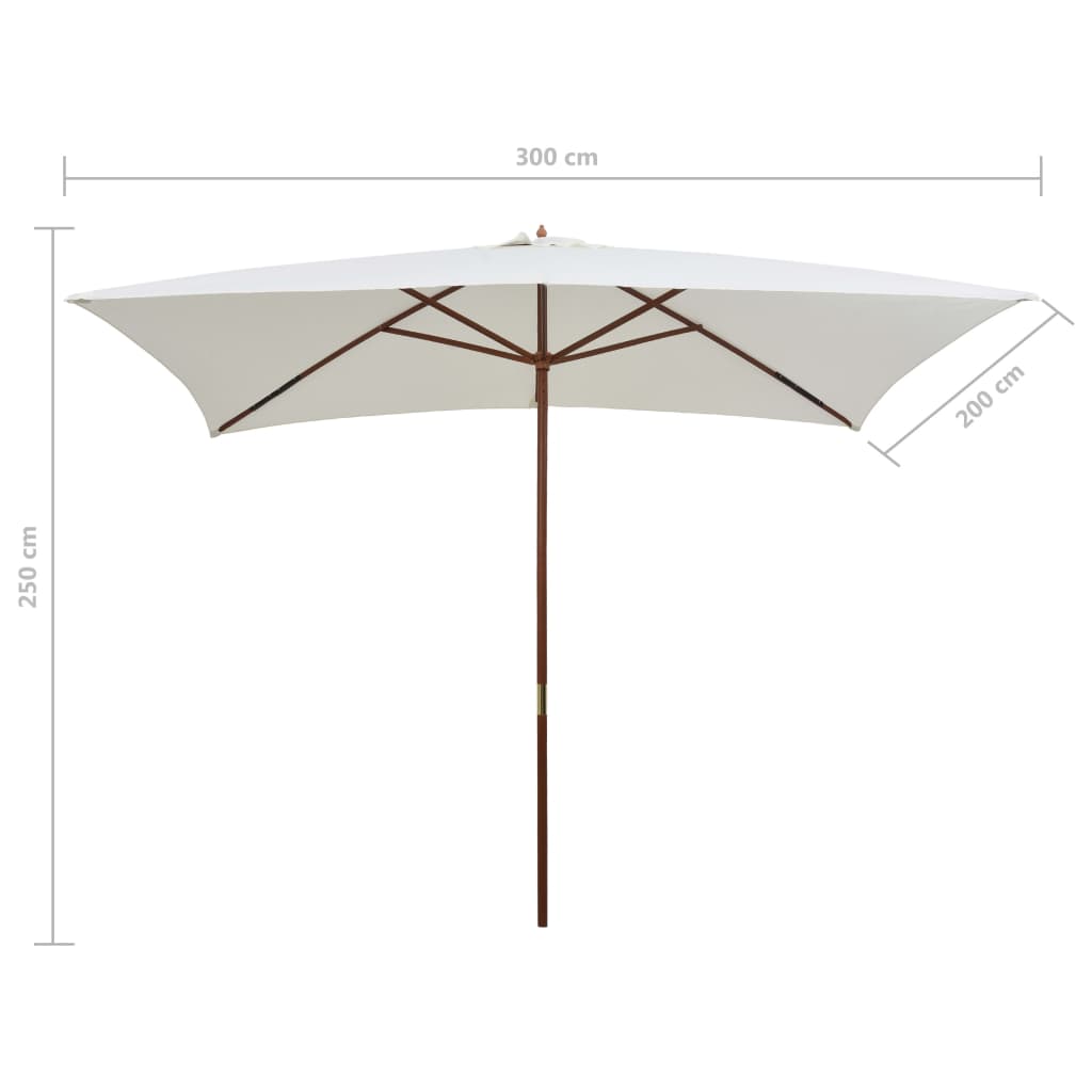 vidaXL Parasol ogrodowy, 200x300 cm, drewniany, kremowy