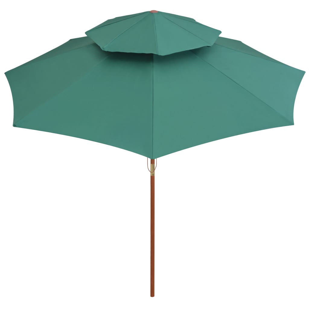 vidaXL Parasol z podwójnym daszkiem, 270x270 cm drewno, zielony