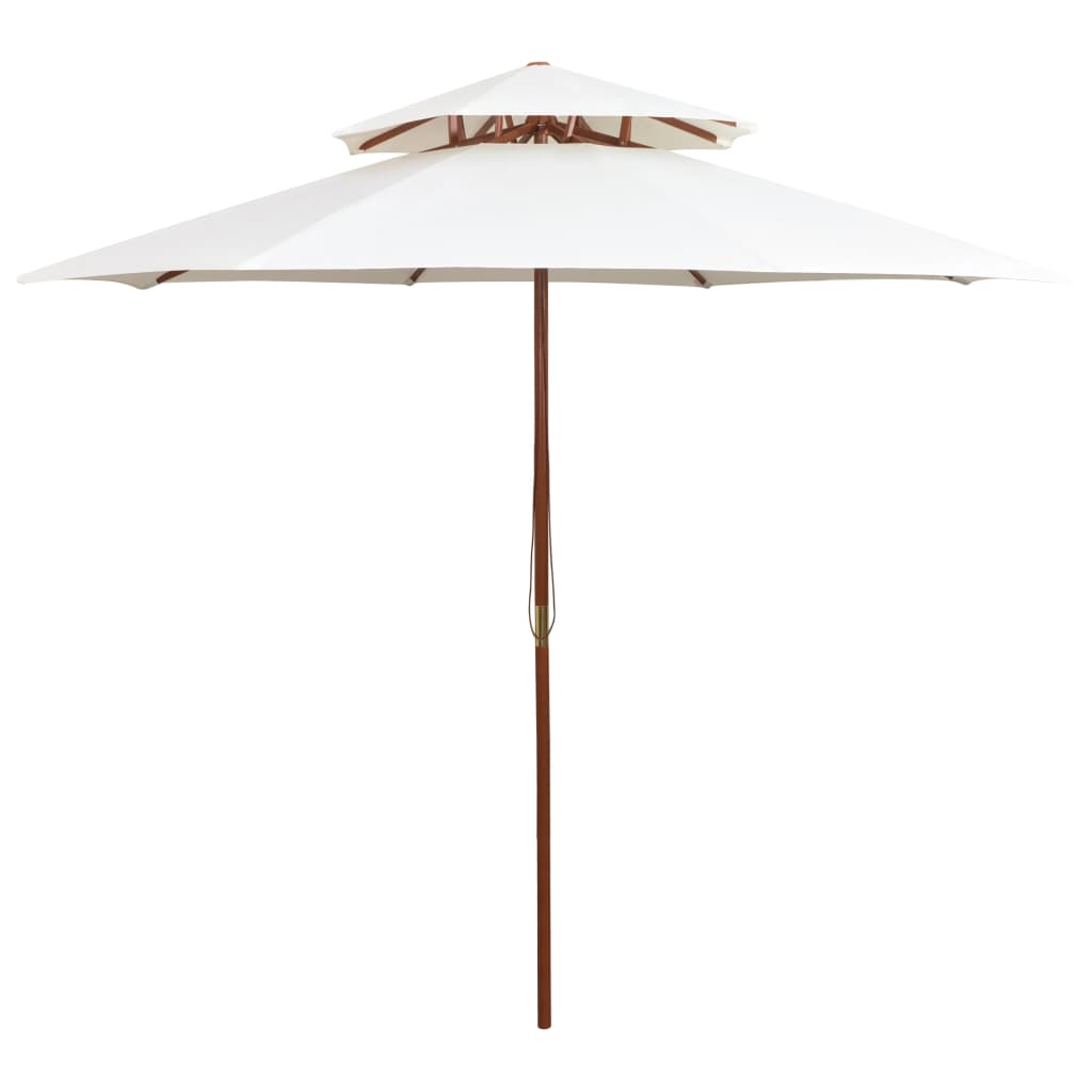 vidaXL Parasol z podwójnym daszkiem, 270x270 cm drewno, kremowy