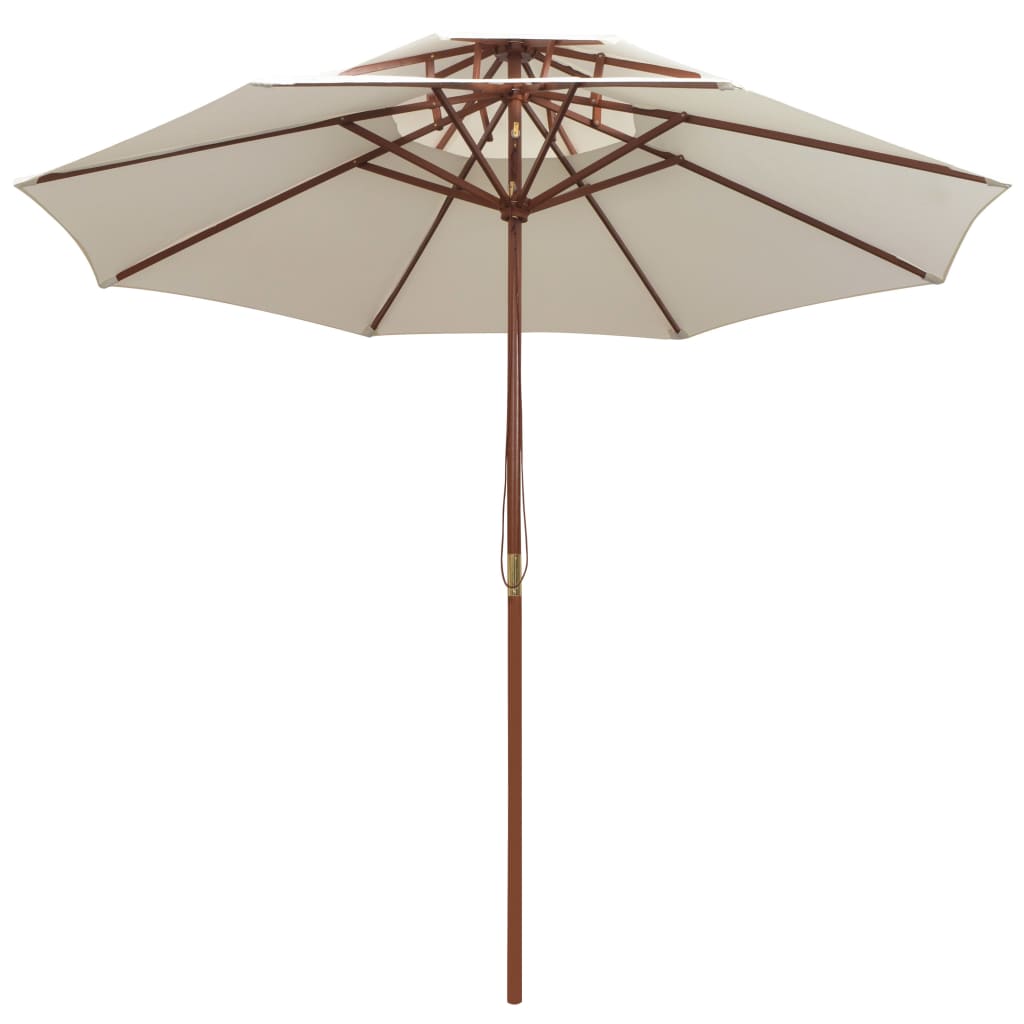 vidaXL Parasol z podwójnym daszkiem, 270x270 cm drewno, kremowy