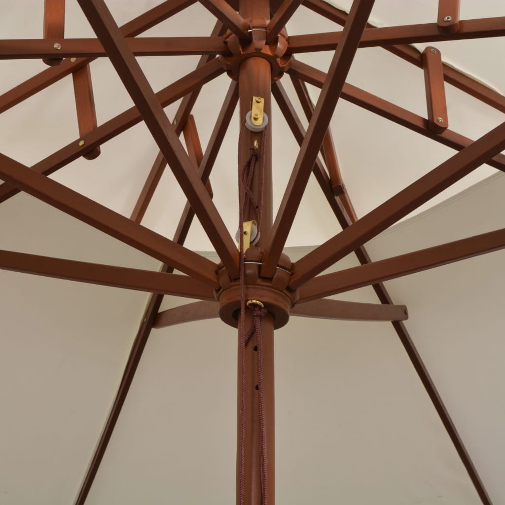 vidaXL Parasol z podwójnym daszkiem, 270x270 cm drewno, kremowy