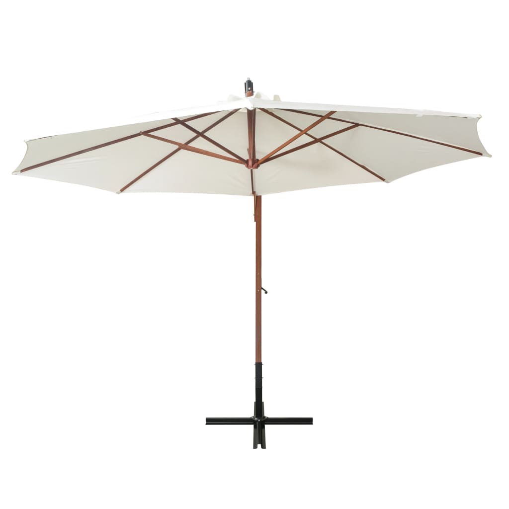 vidaXL Parasol ogrodowy wiszący, 350 cm, drewniany, biały