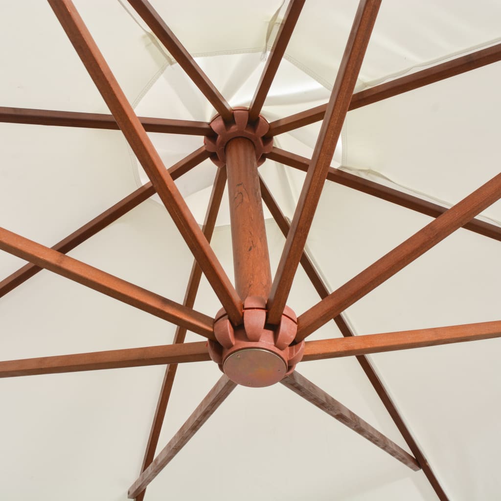 vidaXL Parasol ogrodowy wiszący, 350 cm, drewniany, biały