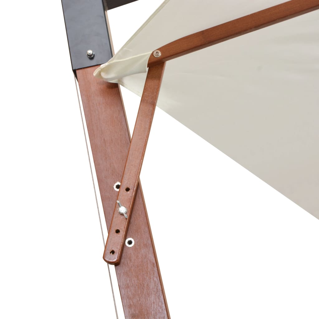 vidaXL Parasol ogrodowy wiszący, 350 cm, drewniany, biały