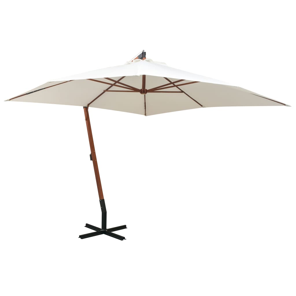 vidaXL Parasol ogrodowy wiszący, 300 x 300 cm, drewniany, biały