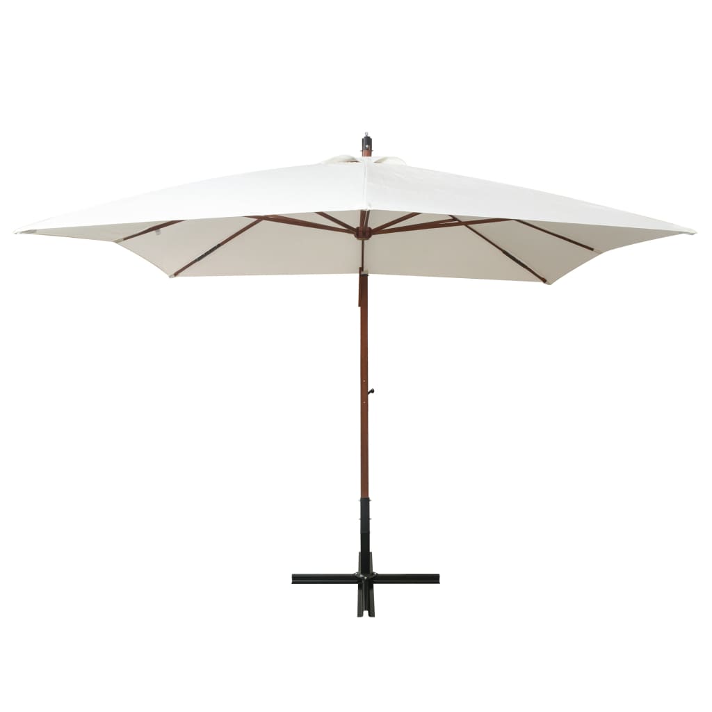 vidaXL Parasol ogrodowy wiszący, 300 x 300 cm, drewniany, biały
