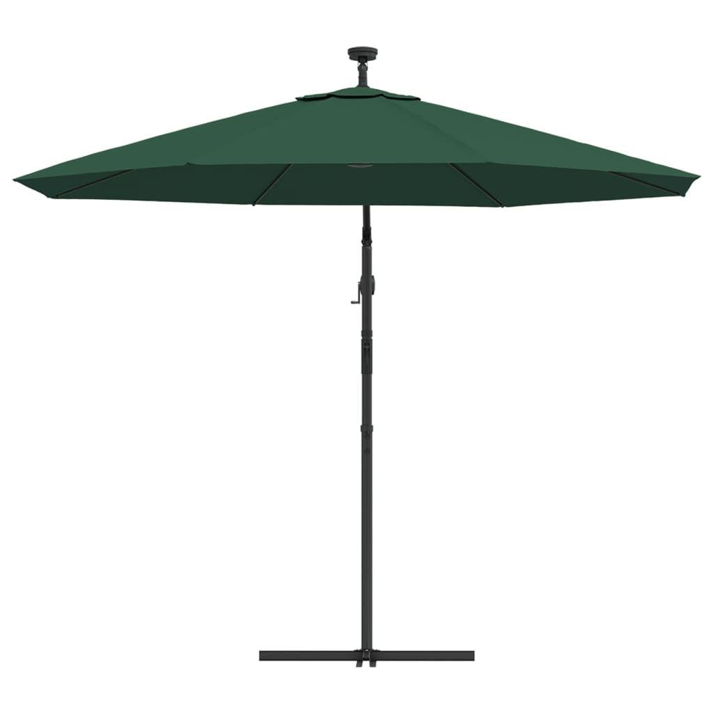 vidaXL Parasol ogrodowy wiszący, światła LED, 300 cm, metal, zielony