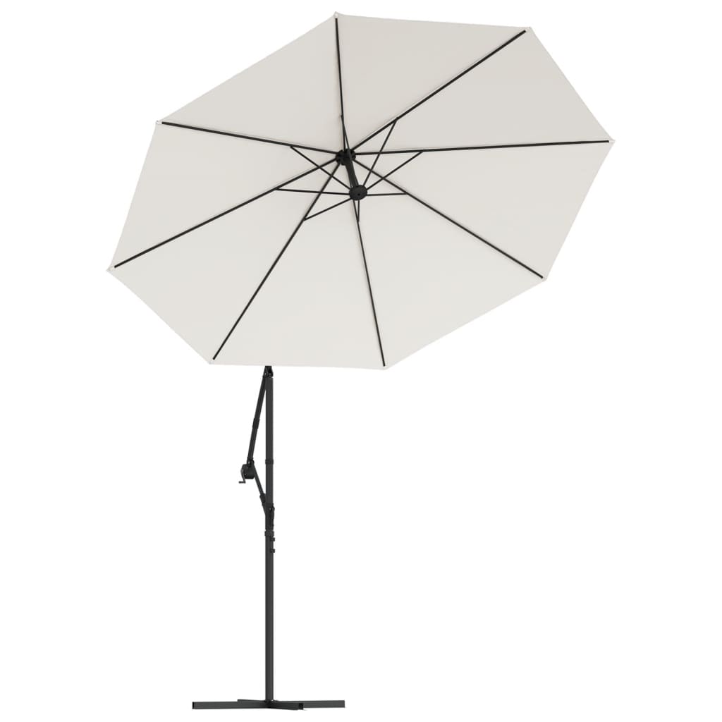 vidaXL Parasol ogrodowy wiszący, światła LED, 300 cm, metal, piaskowy