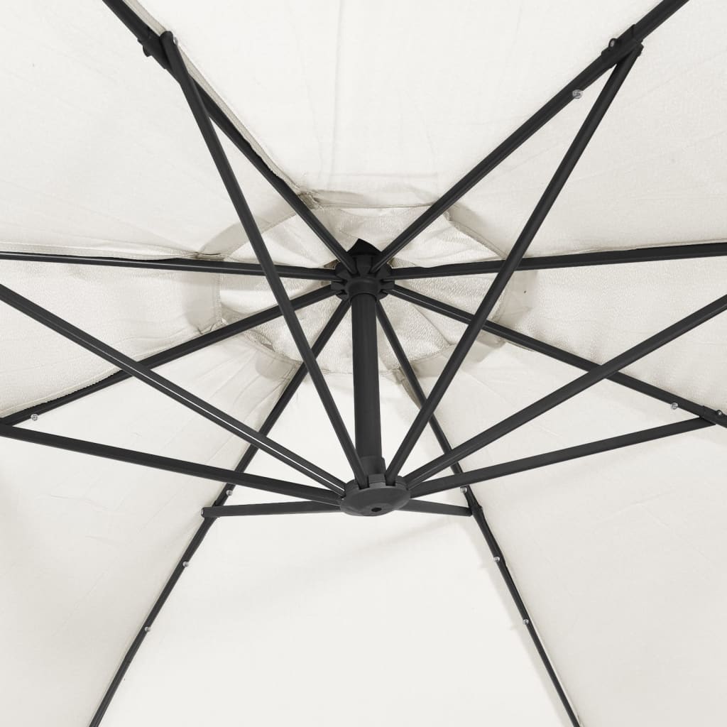 vidaXL Parasol ogrodowy wiszący, światła LED, 300 cm, metal, piaskowy