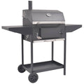 vidaXL Grill węglowy z wędzarnią i dolną półką, czarny