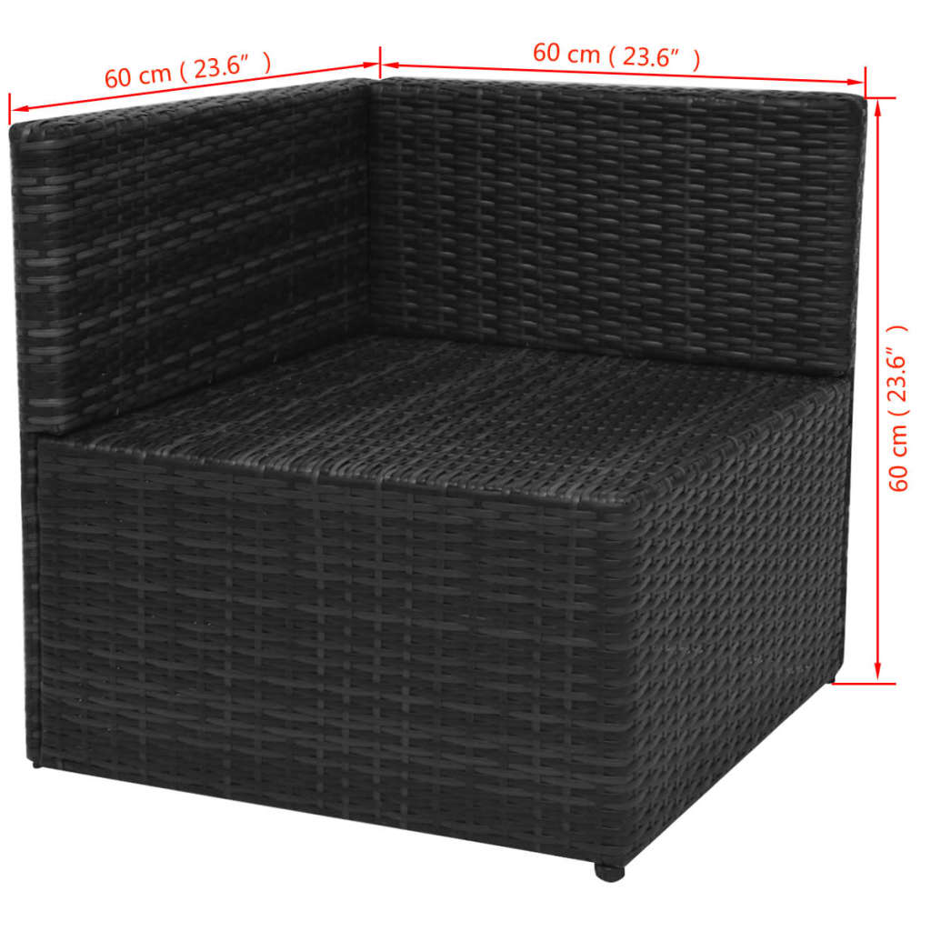 vidaXL 5-cz. zestaw mebli do ogrodu, poduszki, rattan PE, czarny