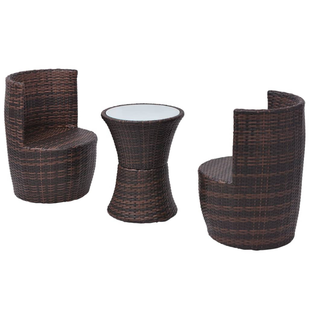 vidaXL 3-cz. zestaw mebli bistro z poduszkami, rattan PE, brązowy