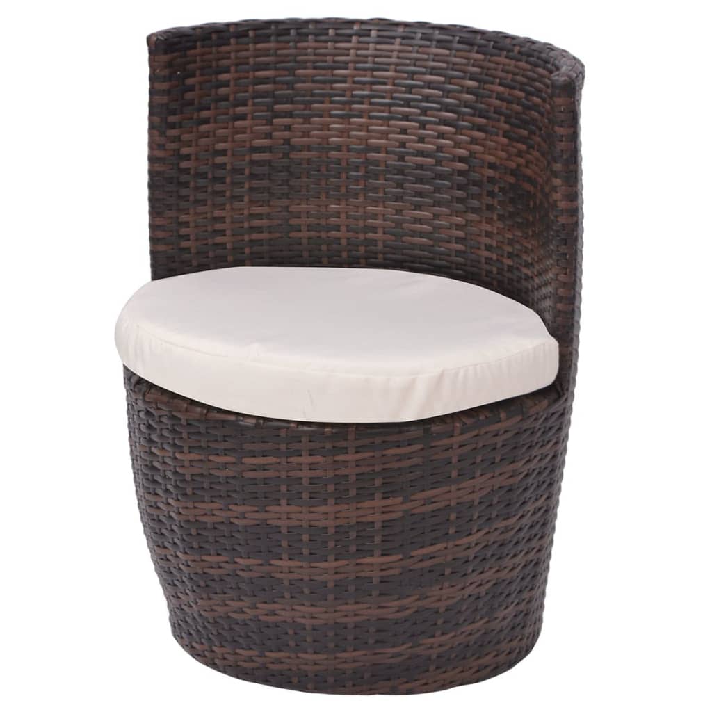 vidaXL 3-cz. zestaw mebli bistro z poduszkami, rattan PE, brązowy