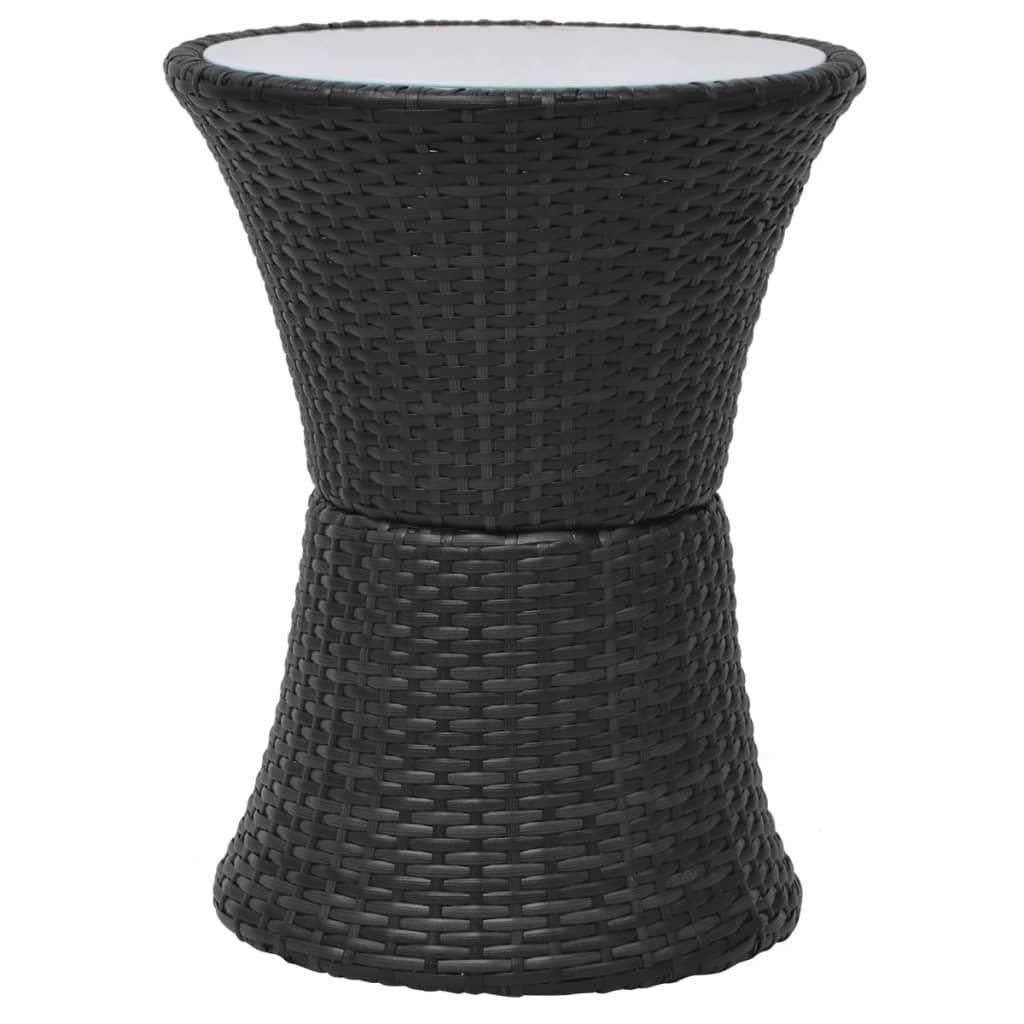 vidaXL 3-cz. zestaw mebli bistro z poduszkami, rattan PE, czarny