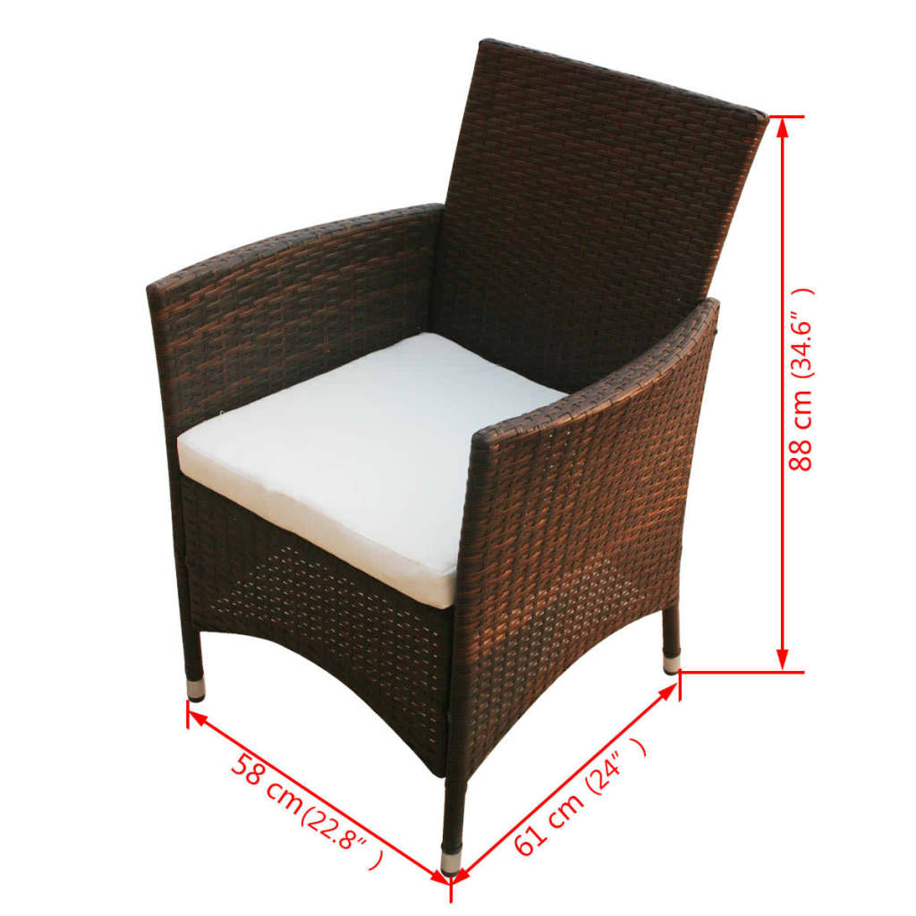 vidaXL 9-cz. zestaw mebli ogrodowych z poduszkami, rattan PE, brązowy