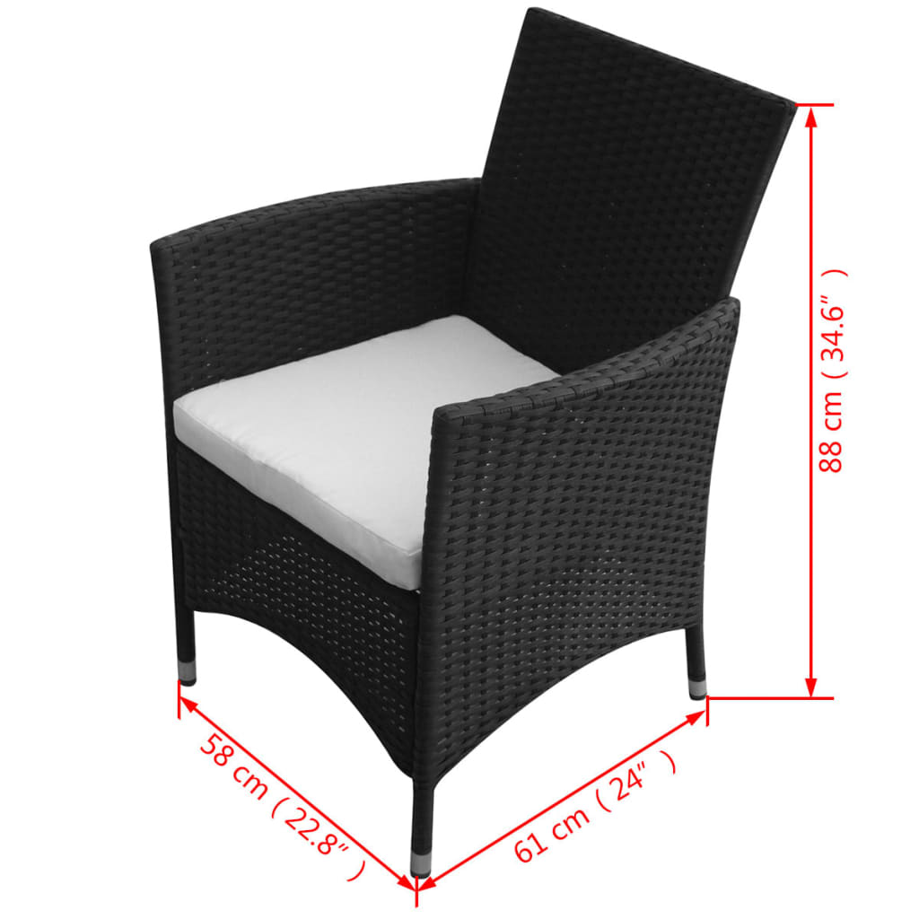 vidaXL 9-cz. zestaw mebli ogrodowych z poduszkami, rattan PE, czarny