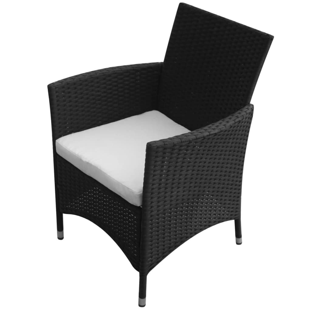 vidaXL 7-cz. zestaw mebli ogrodowych z poduszkami, rattan PE, czarny