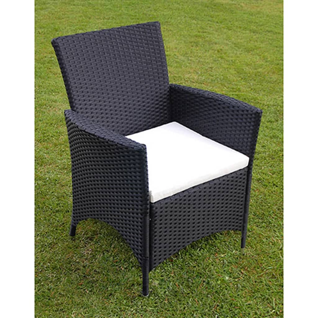 vidaXL 7-cz. zestaw mebli ogrodowych z poduszkami, rattan PE, czarny