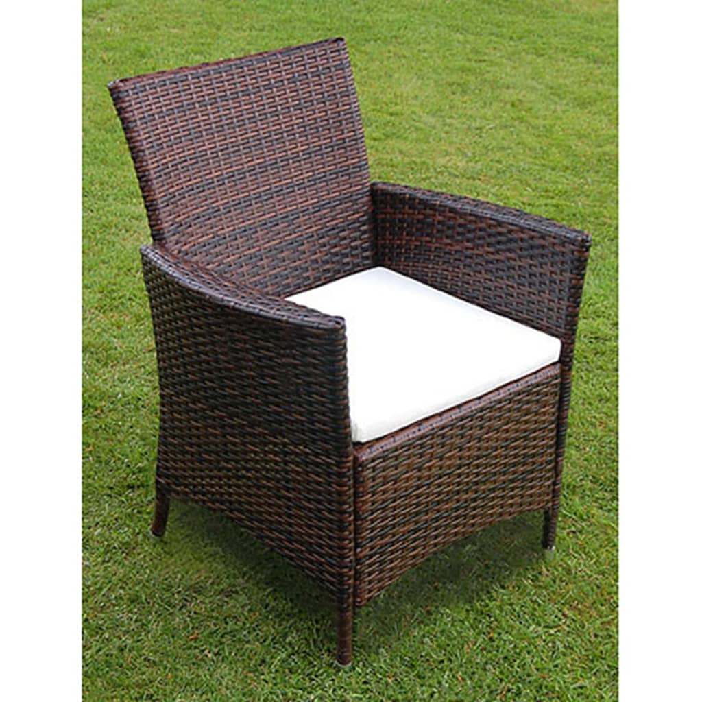 vidaXL 5-cz. zestaw mebli ogrodowych z poduszkami, rattan PE, brązowy