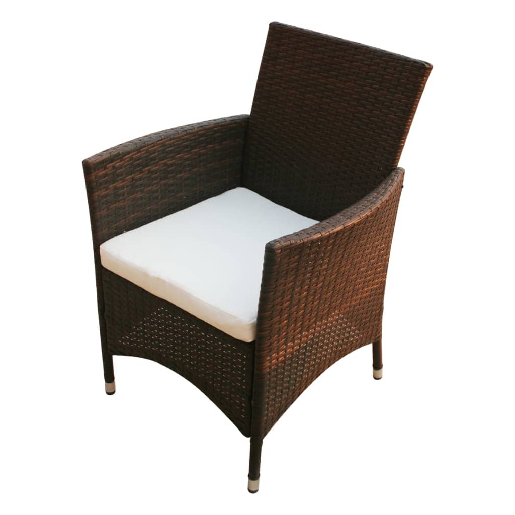 vidaXL 5-cz. zestaw mebli ogrodowych z poduszkami, rattan PE, brązowy