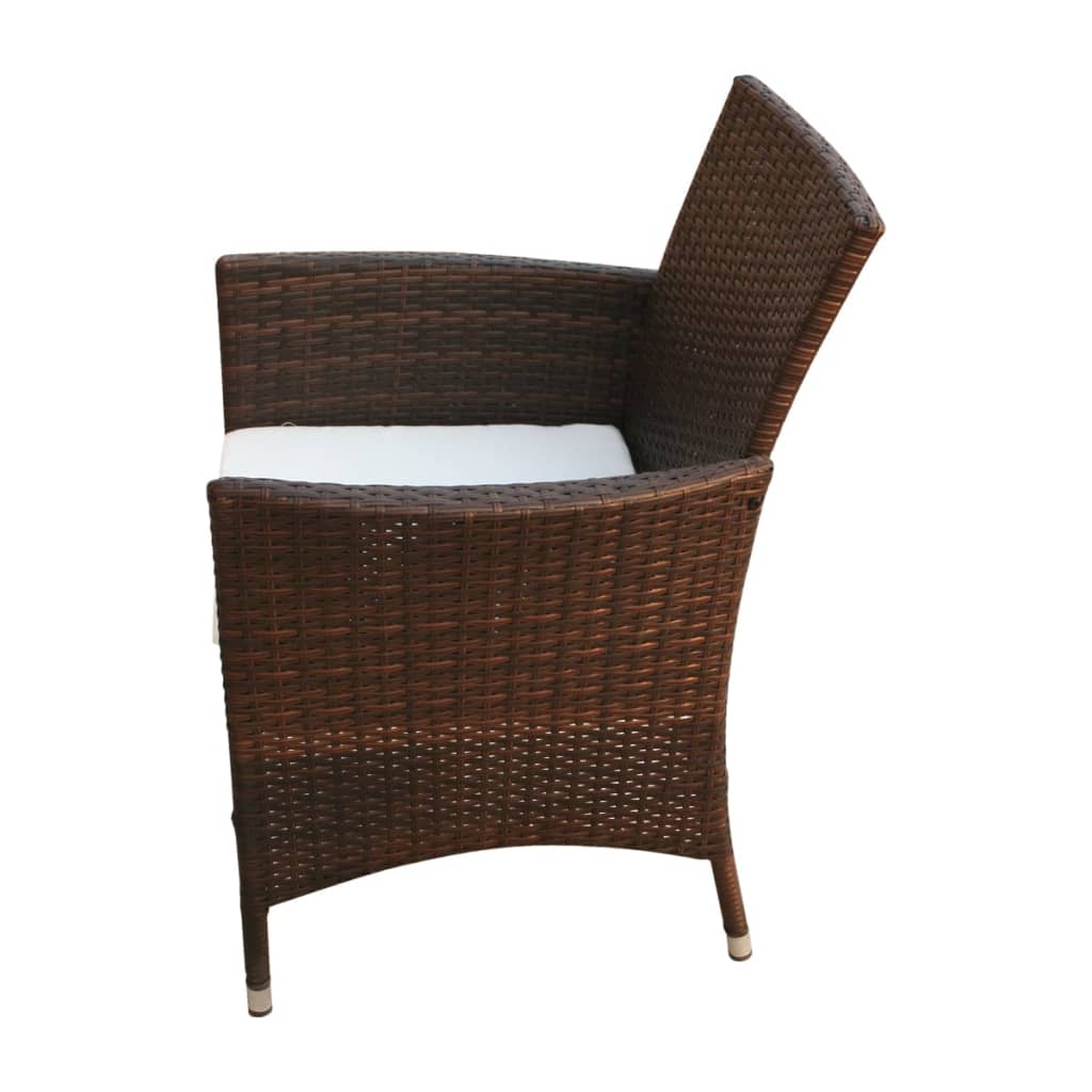 vidaXL 5-cz. zestaw mebli ogrodowych z poduszkami, rattan PE, brązowy
