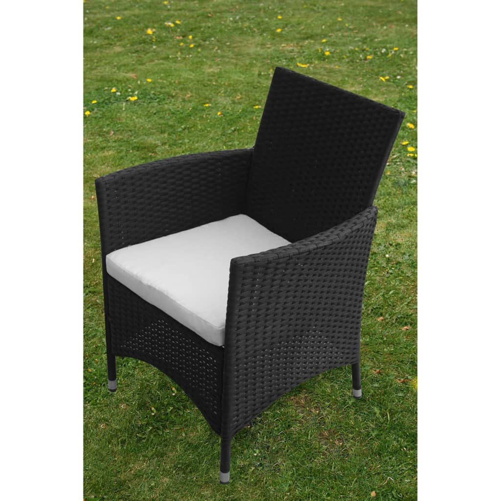 vidaXL 5-cz. zestaw mebli ogrodowych z poduszkami, rattan PE, czarny