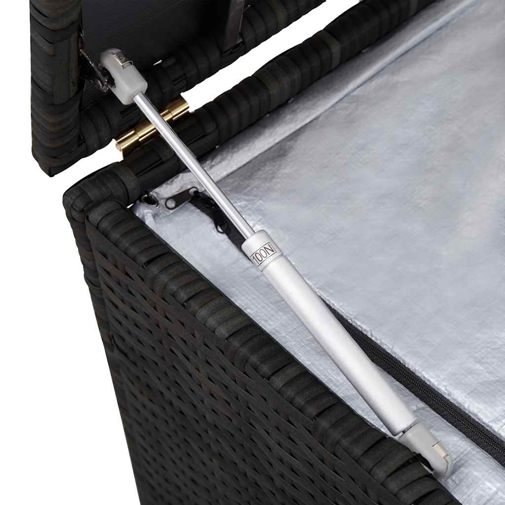 vidaXL Skrzynia ogrodowa, czarna, 150 x 50 x 60 cm, rattan PE
