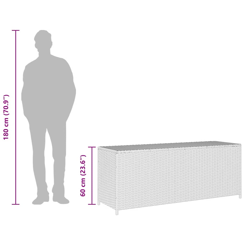 vidaXL Skrzynia ogrodowa, czarna, 150 x 50 x 60 cm, rattan PE