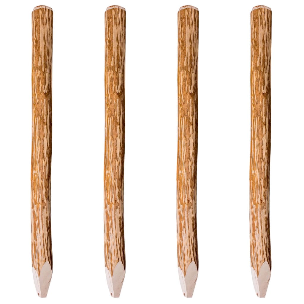 vidaXL Słupki ogrodzeniowe, szpiczaste, 4 szt., leszczyna, 120 cm