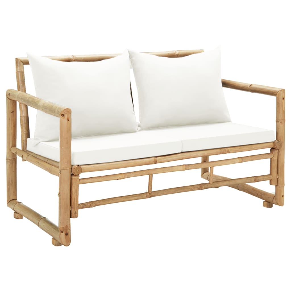 vidaXL 2-osobowa sofa ogrodowa z poduszkami, bambus