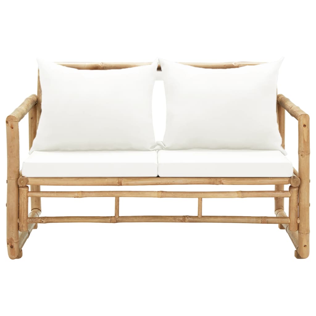 vidaXL 2-osobowa sofa ogrodowa z poduszkami, bambus