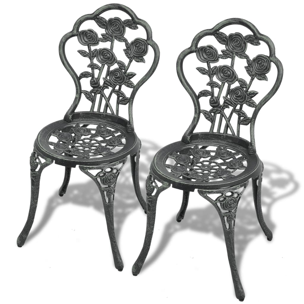 vidaXL Krzesła bistro, 2 szt., odlewane aluminium, zielone