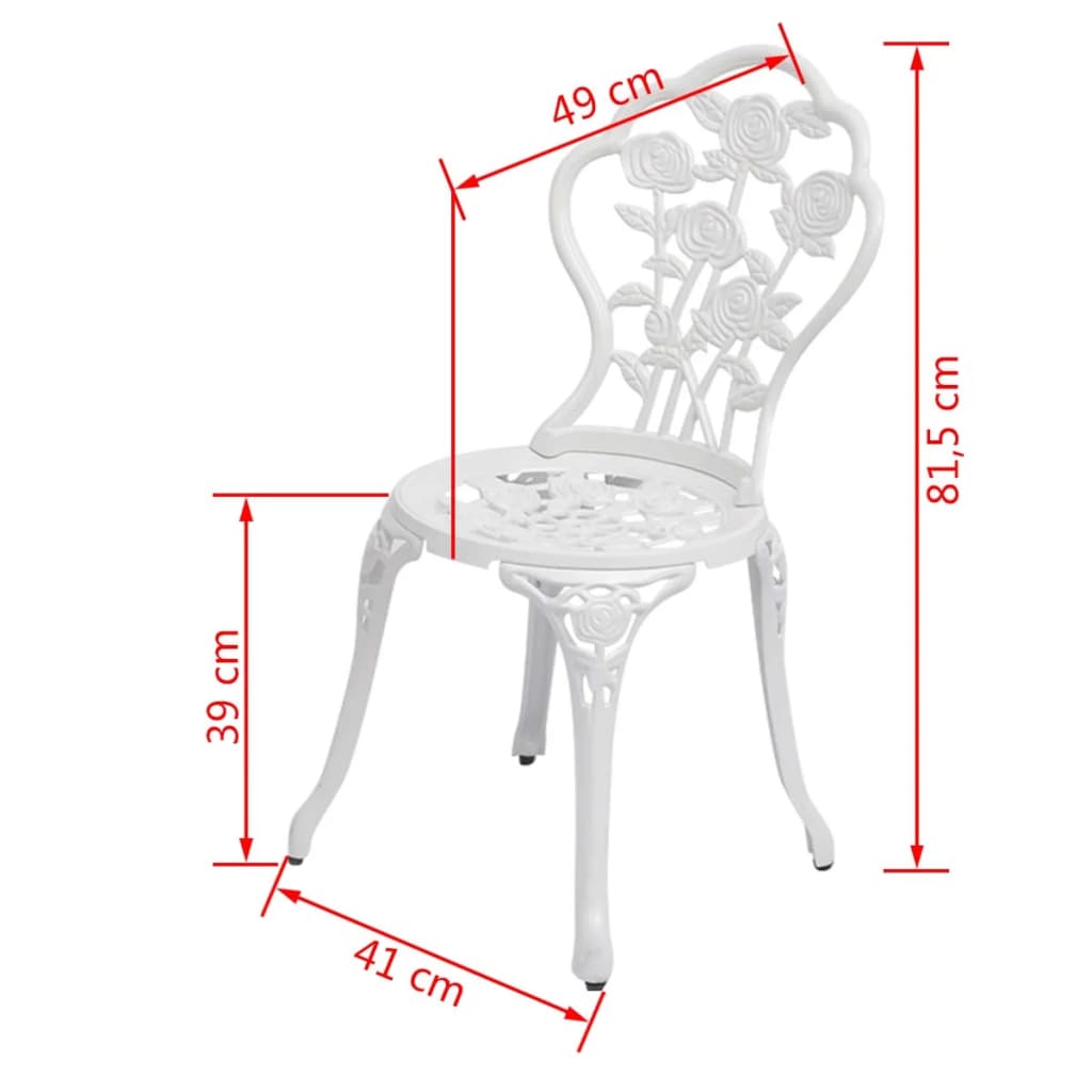 vidaXL Krzesła bistro, 2 szt., odlewane aluminium, białe