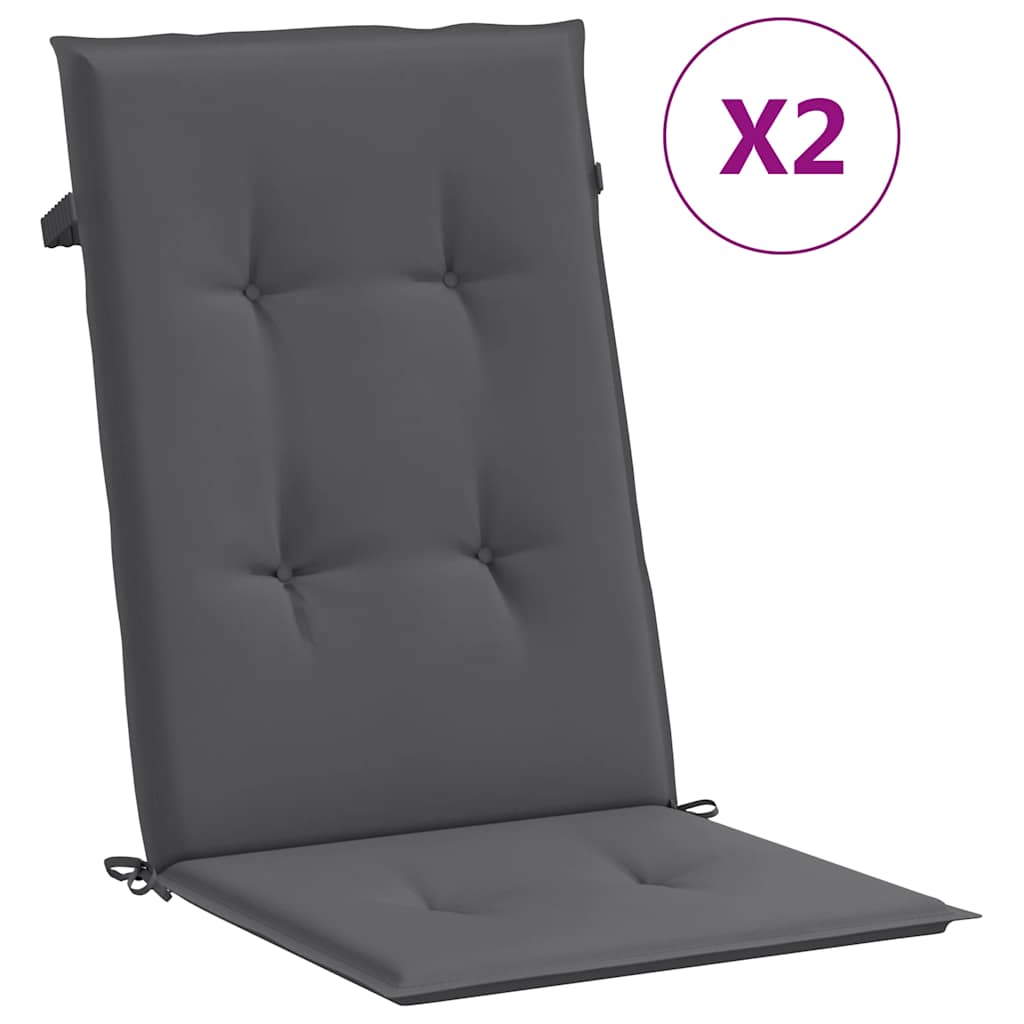 vidaXL Poduszki na krzesła ogrodowe, 2 szt., antracyt, 120x50x2 cm