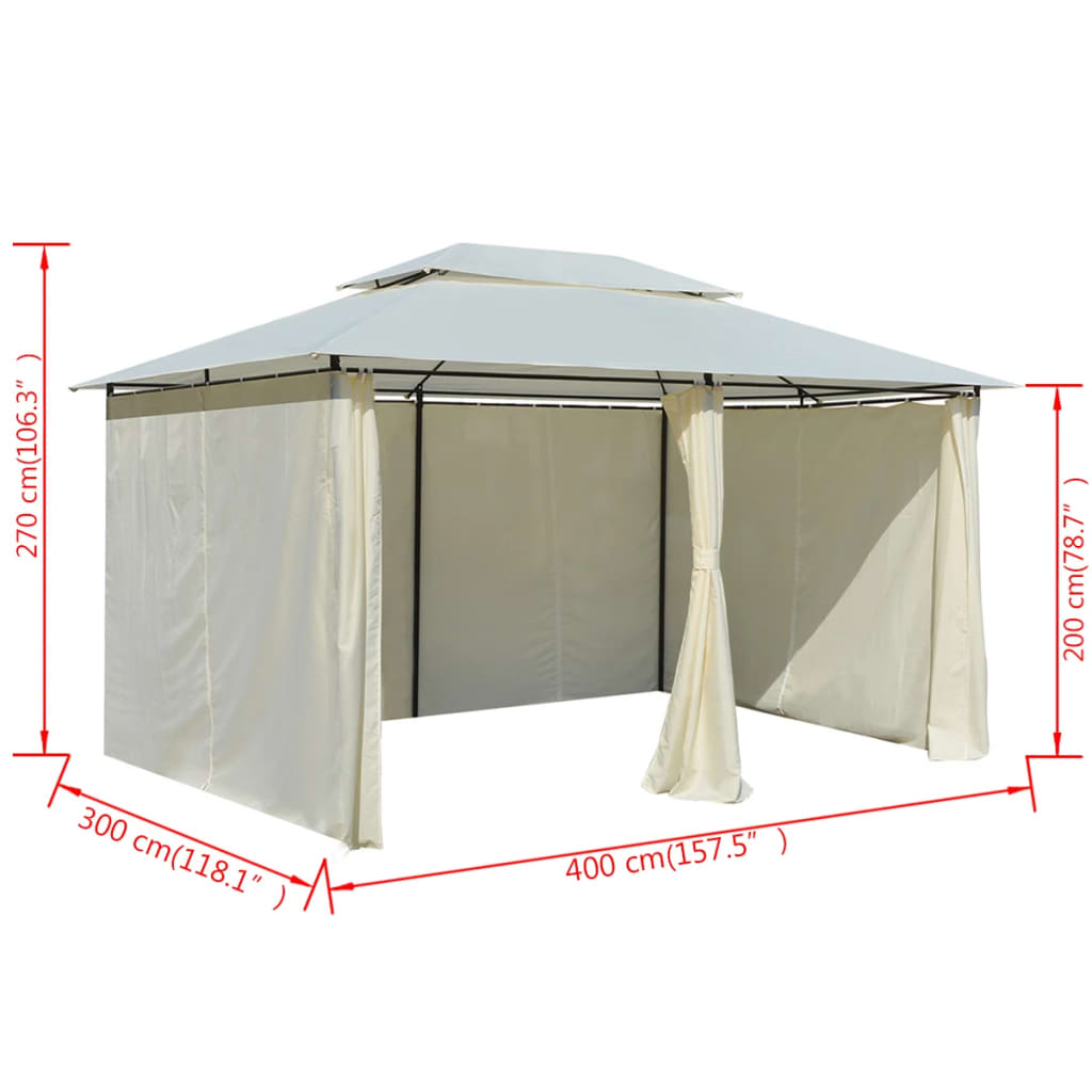 vidaXL Namiot ogrodowy z zasłonami, 4 x 3 m, biały