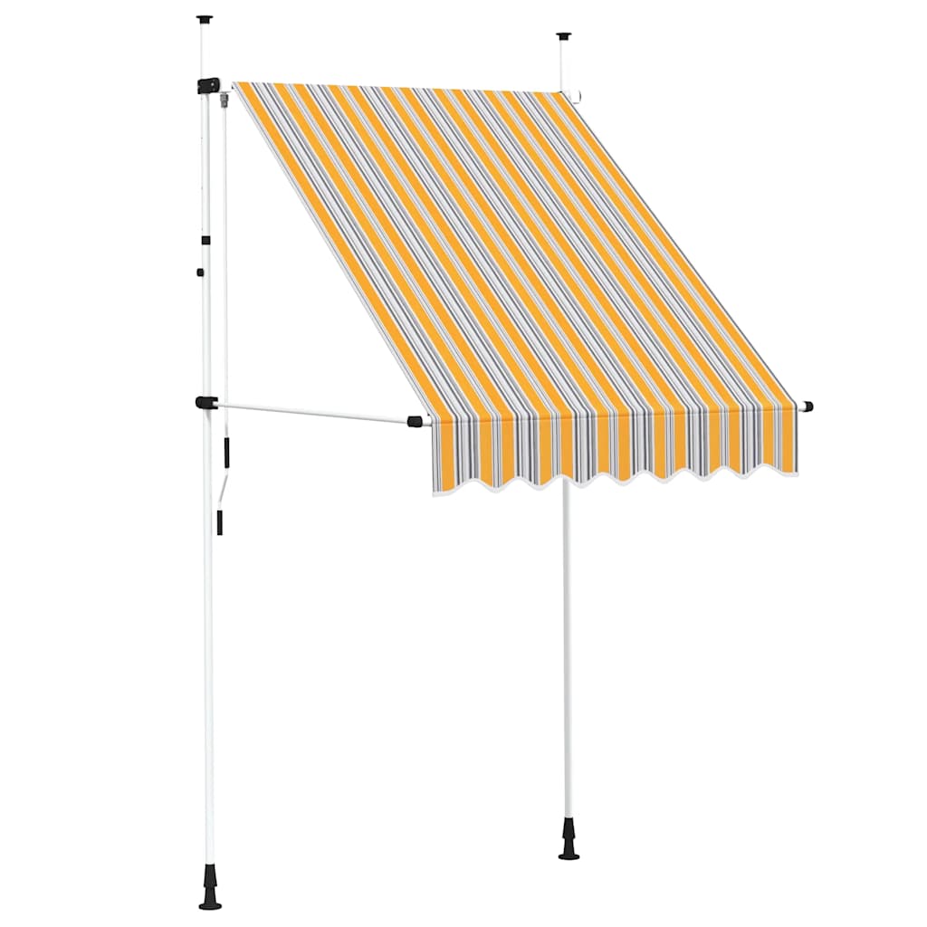 vidaXL Markiza zwijana ręcznie, 150 cm, żółto-niebieskie pasy