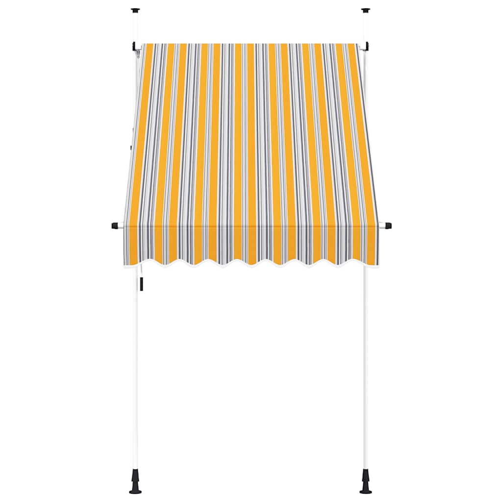 vidaXL Markiza zwijana ręcznie, 150 cm, żółto-niebieskie pasy