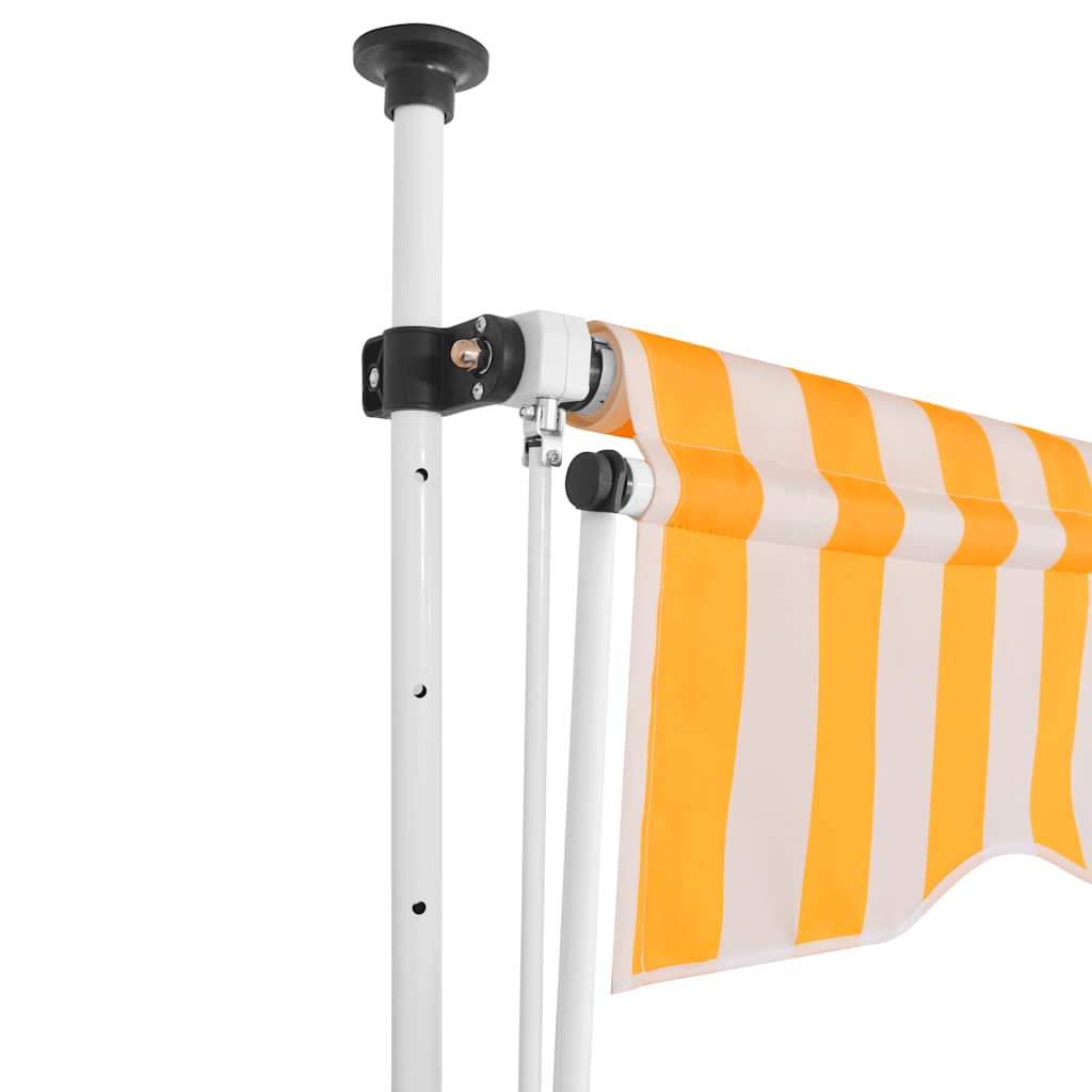 vidaXL Markiza zwijana ręcznie, 150 cm, pomarańczowo-białe pasy
